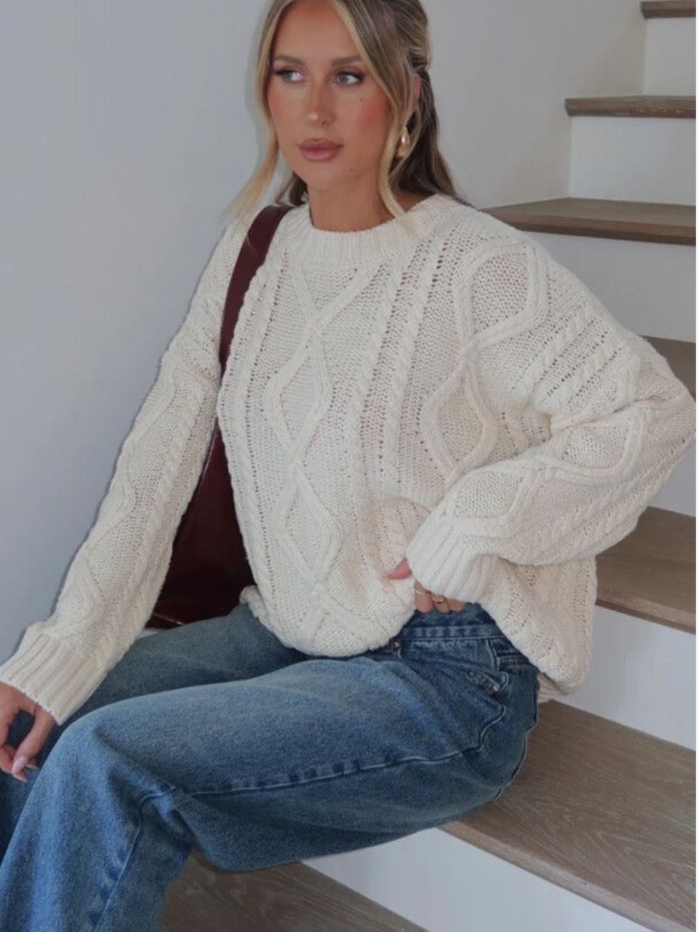 White Fox Strong Attraction Knit Sweater Cream